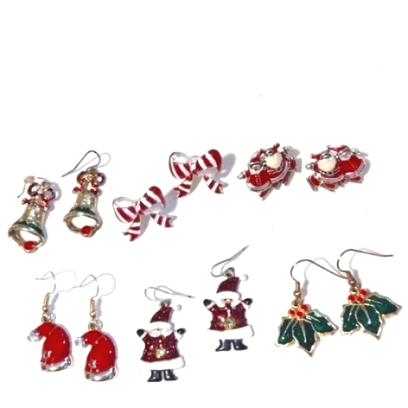 VINTAGE XMAS HIGH-END ASSORTMENT OF POST AND HOOK EARRINGS LOT - Picture 1 of 10